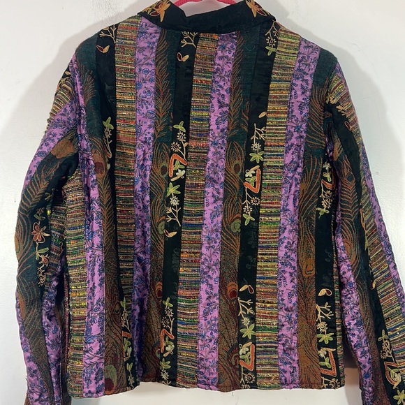 Coldwater Creek sequined, embroidered patchwork lined jacket,colorful,small,SILK - Picture 4 of 4